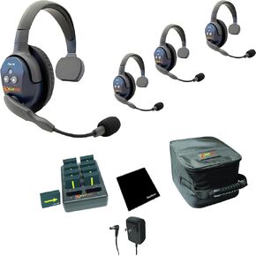 Eartec Ultralite PRO16 ETP4S Full-Duplex Professional True Wireless Intercom System with 4 Single Headsets (2.4 GHz) Cleaning Cloth
