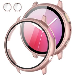 Tensea [2Pack] Compatible with Samsung Galaxy Watch Active 2 Screen Protector Case 40mm, Bumper Full Around Cover for Samsung Galaxy Watch Active 2 40 (Pink, 40mm)