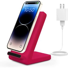 Wireless Charging Stand for iPhone 15/14/13/12 Pro Max/Pro/Mini, SE 11 X XR XS MAX X 8 Plus, Wireless Phone Charger Samsung S23/S22/S21/S20/S10+/Ultra, Note 20/10/9 White (Adapter Included)