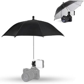 3 Level Height Adjustable Camera Hot Shoe Umbrella, Upgrade Camera Rain Umbrella with Cold Shoe Mount, Camera Rain Cover Protector Sunshade for Canon Sony Nikon Fuji DSLR & Mirrorless Camera