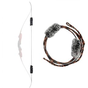 Bow String Silencer Replacement for Traditional and Recurve Bow, Handmade Flemish D97 Bowstring with 1 Pair Rabbit Fur to Reduce Vibration and Noise 16 Strand 56-68 inches
