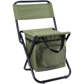 LEADALLWAY 2 Piece Fishing Chair with Cooler Bag Compact Fishing Stool Foldable Camping Chair (CamouflageX2)