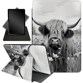 Case for 6.8" Kindle Paperwhite (11th Generation-2021) and Kindle Paperwhite Signature Edition,360 Degree Rotating Stand Smart Protective Case for Kindle Paperwhite 2021,Highland Cow Ox Cattle