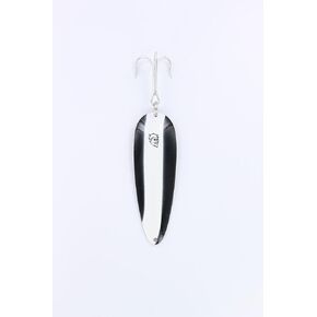 Dardevle Spoon,3 5/8", 1 oz, Black/White Stripe, Nickel Back