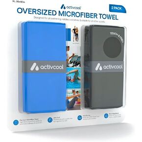ActivCool Oversized Microfiber Towel (2 Pack), Blue, Grey