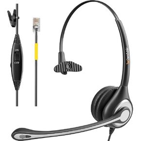 Wantek Phone Headset Corded Telephone Headset with Noise Canceling Mic for Office Work Compatible with Avaya Yealink Snom AltiGen Panasonic Cisco KXT IP Phones