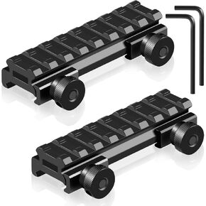 0.5" Picatinny Riser Mounts, 1/2 Inch Low Profile 8 Slots Picatinny Rail Riser Mount with See Through Design for Scopes Optics Red Dots Sights - 2 Pack