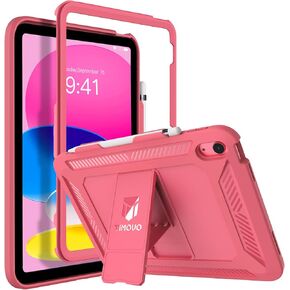 TiMOVO Case for iPad 10th Generation 2022 with Pencil Holder, Heavy Duty Shockproof Rugged Protective Cover for iPad 10th Gen 10.9 Inch, Watermelon Red