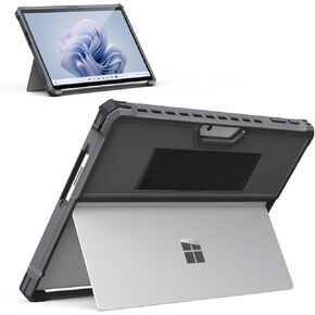MoKo Case Compatible with Microsoft Surface Pro 11, Surface Pro 10, Surface Pro 9 13 Inch, All-in-One Protective Rugged Cover with Hand Strap, Compatible with Type Cover Keyboard, Black