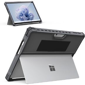 MoKo Case Compatible with Microsoft Surface Pro 11, Surface Pro 10, Surface Pro 9 13 Inch, All-in-One Protective Rugged Cover with Hand Strap, Compatible with Type Cover Keyboard, Black