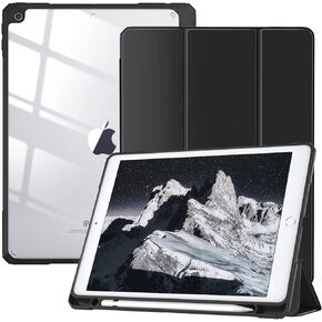 TiMOVO Case for iPad 9th Generation 2021, 10.2 inch iPad Case with Pencil Holder, Smart Stand Protective Clear Case Cover for iPad Case 9th/8th/7th (2021/2020/2019), Light Gray