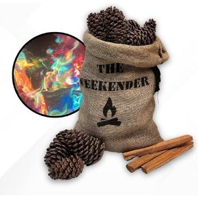 Magic Cones The Weekender Bundle-30 Color-Changing Pine Cones & Fatwood Firestarter Sticks – Perfect for Family Campfires, Bonfires, and Backyard Gatherings – USA-Made, and Fun Fire Enhancer Set
