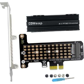 محول COMeap NVME M2 إلى PCIe، محول M.2 NVME SSD PCIe X1 مع مبدد حرارة - متوافق مع M Key 2230/2242/2260/2280 SSDs - يدعم PCIE X1/X4/X8/X16 in Kuwait