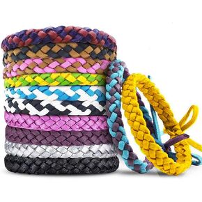 12 Pack Mosquito Repellent Bracelets, Individually Wrapped PU Leather Insect & Bug Repellent Wrist Bands for Kids & Adults Outdoor Camping Fishing Traveling