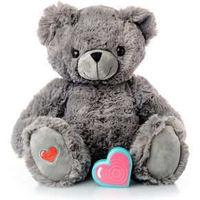 MBHB Digital Voice Recorder Stuffed Animal Bear w/20 Second Recorder, Capture Baby's Heartbeat During Pregnancy + Ultrasound for Baby Showers, Registry, Birthdays, New Mom Gift, Gray