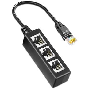 RJ45 Ethernet Splitter 1 to 3, Gigabit Ethernet Switch, Starlink Ethernet Adapter for RJ45 Splitter for Cat5/5e/6/7/8 Cable, Ethernet Extender for Internet Cable