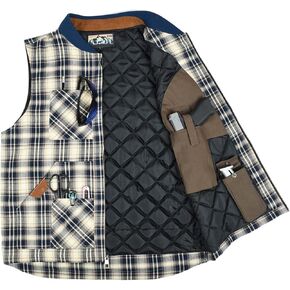 EDTREK Men's Flannel Concealed Carry Vest With Two Holsters Inside - Durable Canvas Gun Storage With Plenty Pockets
