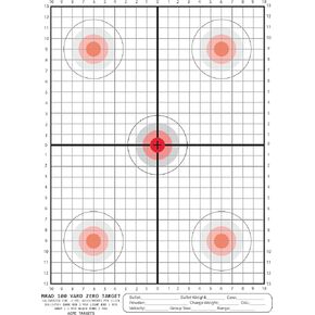 MRAD 100 Yard Zero Target Calibrated for .1 Mil Adjustment per Click. 100 Yard scoped Rifle Target. Perfect for Load Development. - 25 Targets