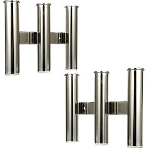 Amarine Made 2Pcs 3 Tube Boat Fishing Rod Rack 316 Stainless Steel Wall/Side Mounted Rod Holder Bracket Fishing Pole Holder for Marine Boat Yacht Camper in Kuwait