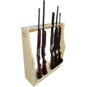 Rush Creek Creations | Freestanding Indoor Gun Rack for Rifles and Shotguns, Gun Holder for 7 Guns, Superb Alternative for a Gun Cabinet or Gun Safe for Rifles and Pistols | Realtree Solid Pine