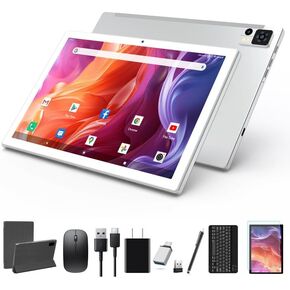 2024 Latest 10.1 Inch Android 14 Tablets, Octa-Core Tablet, 64GB ROM+8(4+4)GB RAM/128GB Expand, 13MP+5MP Dual Camera, 5G WiFi, Bluetooth, FHD IPS Display, 2 in 1 Tablet with Keyboard, Case, Stylus