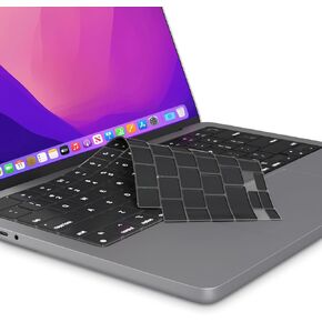 Kuzy Premium MacBook Pro 14 inch Keyboard Cover Skin M4 16 inch 2024 2023 2022 M3 M2 M1 Pro Max A3401 A3403 - MacBook Air 15 inch Keyboard Cover 13" A3113 A3114 A2941 A2681 US Layout, Oxy Black
