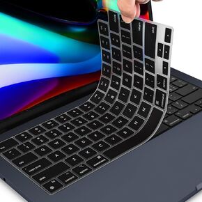 Keyboard Cover for 2024 2023 MacBook Air 15 inch M3 M2 Chip A2941 A3114, 2024 2023 2022 MacBook Air 13.6" M3 M2 A3113 A2681 US Keyboard Protector -Black