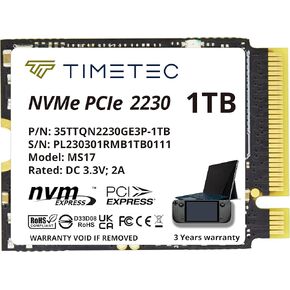 Timetec 1TB M.2 2230 SSD NVMe PCIe Gen3x4, Solid State Drive, Compatible with Steam Deck, Microsoft Surface, Mini PCs