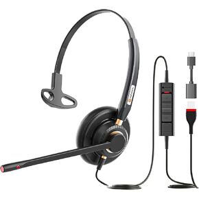 USB Headset with Microphone for Pc Noise Cancelling & Audio Controls Ultra Comfort USB Headphone for Computer Laptop Pc Business Skype UC Webinar Call Center Office