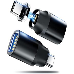 USB C to USB Magnetic Adapter 24Pins USB C Male to USB A Female Adapter 2 Pack with PD 60w Charge 10Gbps USB3.1/USB3.0 for MacBook Pro/Air and More Type C Devices