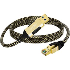 Ethernet to USB Cable 3 FT, USB-A 3.0 to RJ45 Cable, FTP, 1Gbps High-Speed-Shielded LAN Network Cable, Directly Connected, Compatible with Laptop, PC, MacBook, Switch, Windows, macOS, Linux