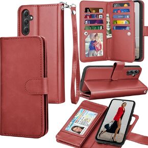Galaxy A54 5G Case, Galaxy A54 5G Wallet Case, Tekcoo Luxury PU Leather Cash Credit Card Slots Holder Carrying Folio Flip Cover [Detachable Magnetic Hard Case] Kickstand for Samsung A54 5G [Rose Gold]