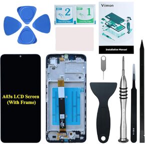for Samsung A03s OEM Screen Replacement with Frame Compatible with Samsung Galaxy A03s SM-A037U LCD Screen Replacement Touch Screen with Repair Tools and Installation Manual (US Version)