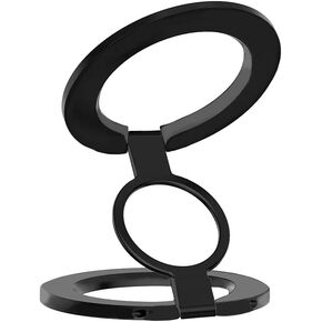Dual Magnetic Phone Ring Grip Kickstand Holder for Smartphones, Twosides Magent Stand Holder for Desk,Office, Gym,Refrigerator, Kitchen and Other Metal Objects (Silvery)