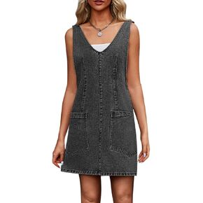 Womens Fashion High Roller Overalls Loose Casual Sleeveless Denim Dress Pinafore Mini Romper Skirtall 2024 Outfits L in Kuwait
