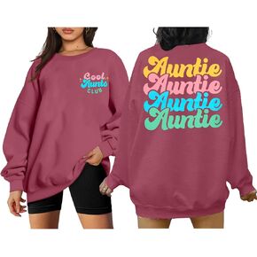 UNIQUEONE Aunt Sweatshirt Cool Auntie Shirt: Women Embroidered Auntie Crewneck Sweatshirts Aunt Gift Tops