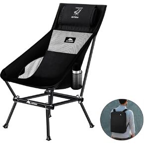 AnYoker Camping Chair, Compact Backpacking Chair, Portable Folding Chair, Beach Chair with Side Pocket and Designed Headrest/Mat,Mesh Back, Lightweight Hiking Chair 144ZZ-SJB （Green）