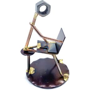 Rock Creek Metal Craft Software Developer - Handmade Metal Figurine - Hand Welded Metal Art and Recycled Metal Sculptures - Unique Desk Accessories, Office Decor, & Office Gifts - Made in The USA