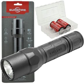 SureFire G2X Tactical 600 Lumen EDC Flashlight Bundle with 2x Extra SureFire CR123A and Lightjunction Battery Case (Black)
