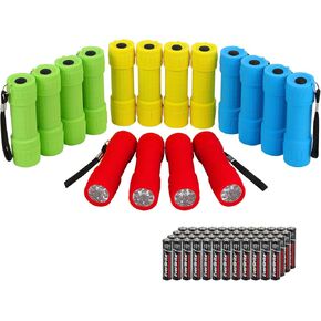EverBrite 16-Pack Mini LED Flashlight Set - Assorted 4 Colors, 48 AAA Batteries Included, for Hurricane Supplies Party Favors, Kids Gift, Camping, Hiking etc