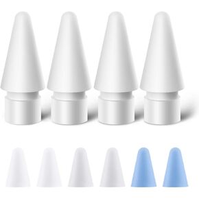 Tips Replacement Compatible with Apple Pencil 1st Gen & 2nd Generation, Pen Nibs for iPad Pro (4PCS Tips + 6 Covers)