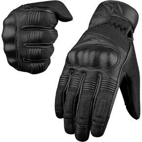 J.A.G. Motorcycle Gloves, Leather Perforated Motorcycle Gloves for Men with Knuckle Protection, Touchscreen Motorbike Gloves