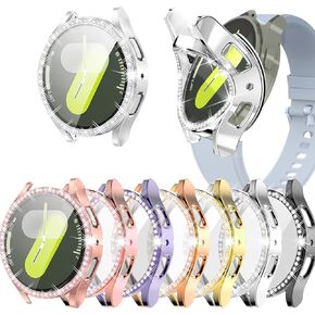 Soft Bling Case 44mm Compatible with Samsung Galaxy Watch 6 40mm 44mm Case Built-in Screen Protector, Bling Diamonds Face Cover + Soft TPU Full Protective Bumper Case Galaxy Watch 6 Accessories (44mm)