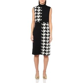 Anne Klein Women's Houndstooth Mock Neck Sweater Dress