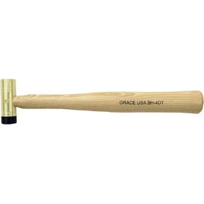 Grace USA 8 Ounce Brass Hammer with Delrin Tip, Gunsmith Tools & Accessories, Gun Care, Woodworking, Machinist, Mechanic, Made in USA, (GRBH8DT)