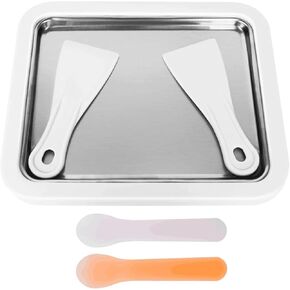 Rolled Ice Cream Maker - Pan and Spatulas Kit for Frozen Yoghurt, Gelato, Sorbet, Soft Serve, Slushy, Granita - with Color Changing Spoons