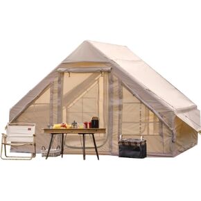 Inflatable Camping Tent with Pump, Easy Setup 4 Season Glamping Tent with High Performance Inflatable Structure, 4-6 Persons Waterproof Windproof Outdoor Self-Supporting Air Tent