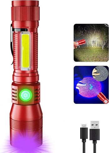UV Flashlight Black Light, 3-in-1 Magnetic Flashlight Rechargeable, High Lumen Tactical LED Flashlight, 7 Modes Waterproof UV Light for Camping Emergencies Pet Urine Detection in Kuwait