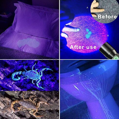 UV Flashlight Black Light, 3-in-1 Magnetic Flashlight Rechargeable, High Lumen Tactical LED Flashlight, 7 Modes Waterproof UV Light for Camping Emergencies Pet Urine Detection in Kuwait