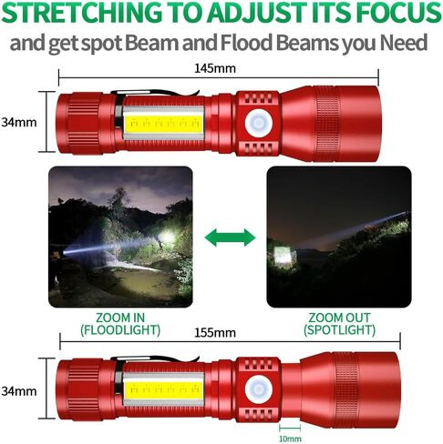 UV Flashlight Black Light, 3-in-1 Magnetic Flashlight Rechargeable, High Lumen Tactical LED Flashlight, 7 Modes Waterproof UV Light for Camping Emergencies Pet Urine Detection in Kuwait